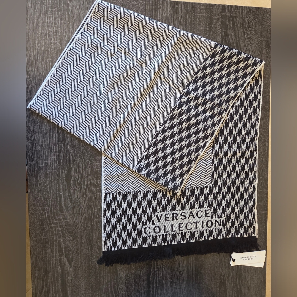 Versace Collection Black and White Men's Scarf